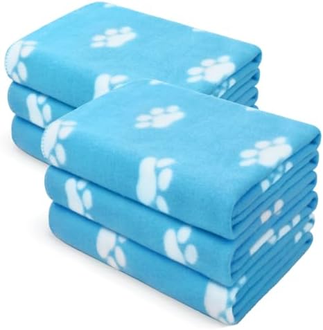 LINENLUX Fleece Dog Blankets 6-Pack, Soft Stretchy