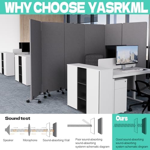 4 Panel Soundproof Room Divider, Portable Acoustic Office Divider