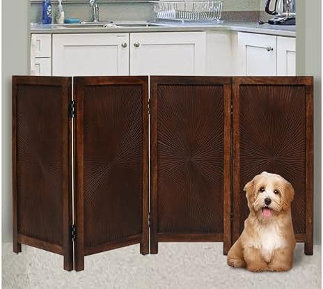 Freestanding Pet Gate, 4-Panel Folding, 56x28 in