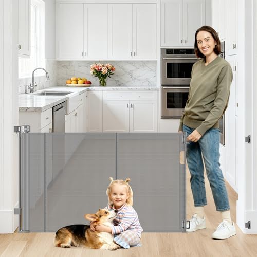 2 Pack Reinforced 55" Wide Retractable Dog Gate