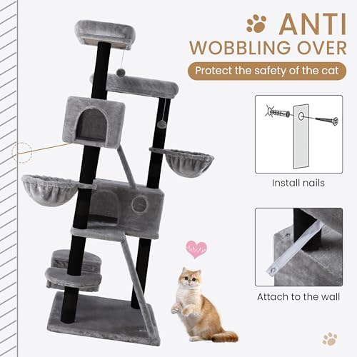 SHA CERLIN 65in Larger Cat Tree Tower Condo