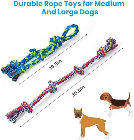 Feeko Dog Rope Toys for Large Breed Aggressive Chewers, Tough Chew Dog Toys