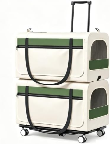 Double Decker Rolling Cat Carrier Large Wheeled Pet Carrier