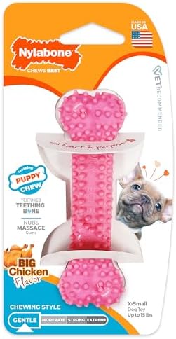 Nylabone Puppy Chew Pink Textured Teething Dog Bone