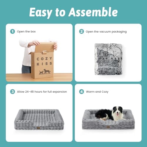 COZY KISS Faux Fur Orthopedic Extra Large Dog Bed, XL 44x32 inch