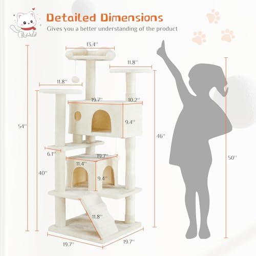 Sweetcrispy 54-inch Cat Tree Tower