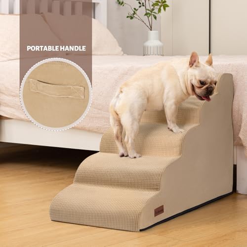 Aodisman Dog Stairs for High Bed, 5-Step Pet Ramp for Small Dogs and Cats