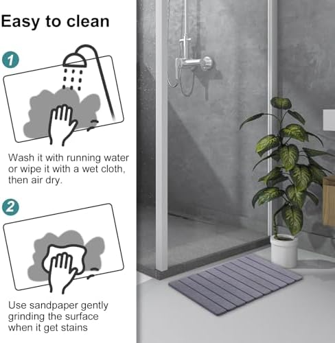 Foldable Stone Bath Mat, Quick-Drying Diatomite Bath Mat