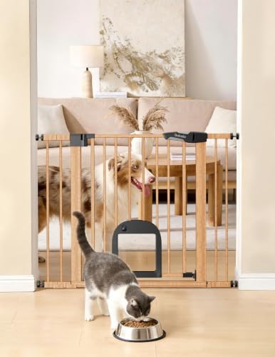 Babelio Dog Gate with Adjustable Cat Door, CatPrivilege III