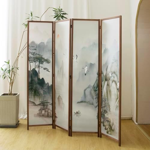 4 Panel Room Divider, 5.6 ft Tall Blackout Folding Privacy Screen