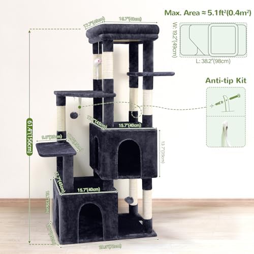 Globlazer Heavy Duty Cat Trees for Big Cats Maine Coon, Dark Grey