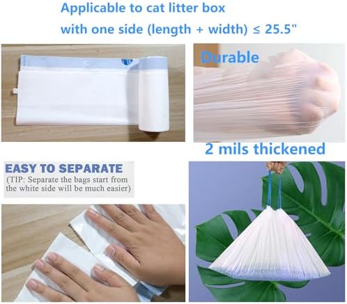 Super Thick 2Mils Drawstring Litter Box Liners