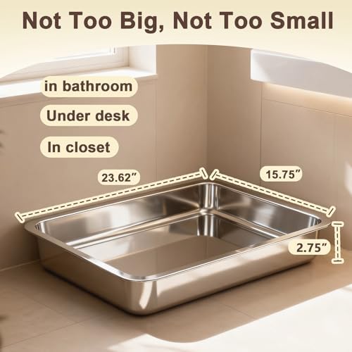 Low Entry Stainless Steel Cat Litter Box