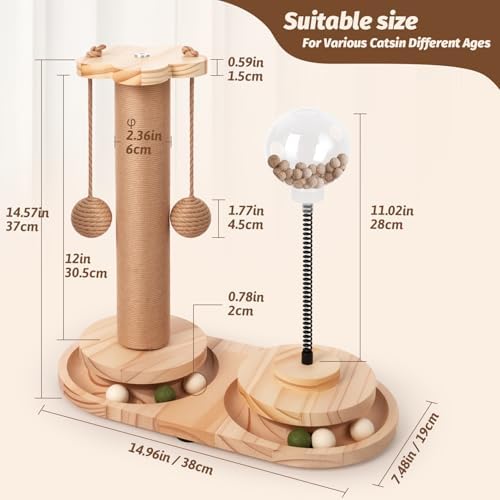 4 in 1 Cat Scratching Post. Wooden Kitten Scratching Post. Kitten Toys