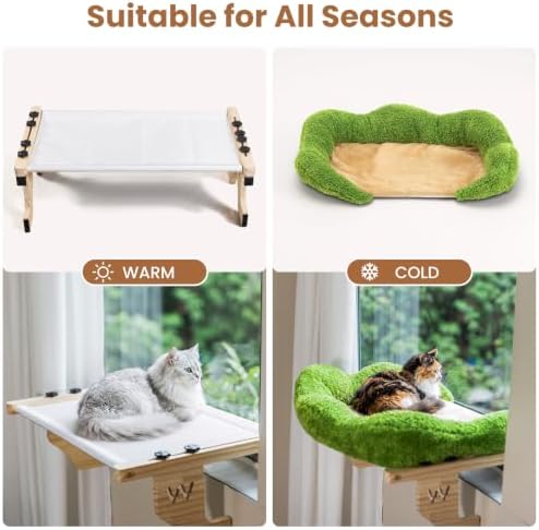 WOOCHPET Wooden Cat Window Perch, Cat Window Bed