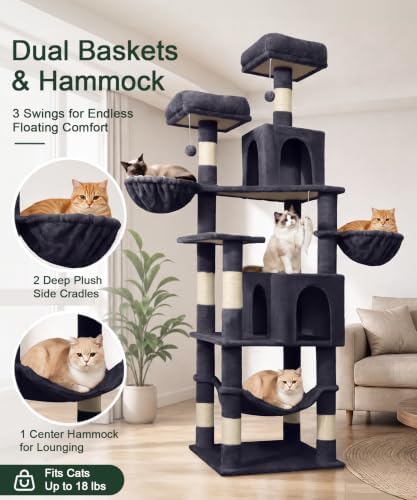 AMHANCIBLE Cat Tree Tower, 70 Inch Heavy Duty Cat Tree