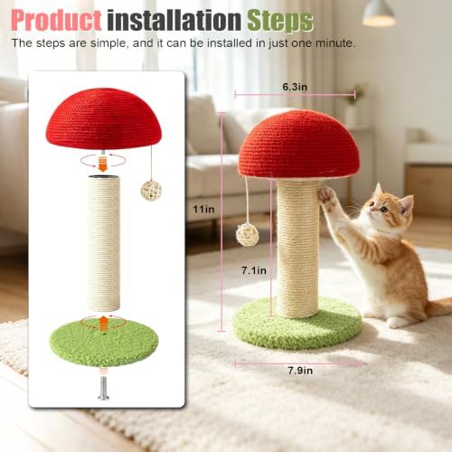 Mini Mushroom Sisal Cat Scratching Post