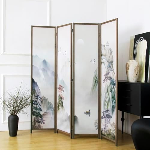 4 Panel Room Divider, 5.6 ft Tall Blackout Folding Privacy Screen