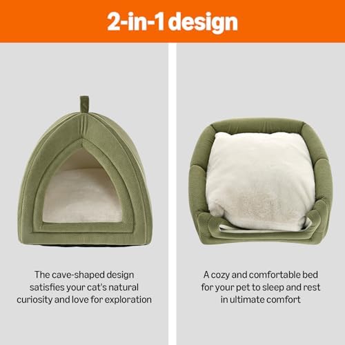 Amazon Basics Cat Bed Cave, 2-in-1 Foldable House