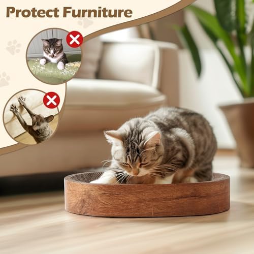 ComSaf Cat Scratcher Bed, Oval Cardboard Scratching Board