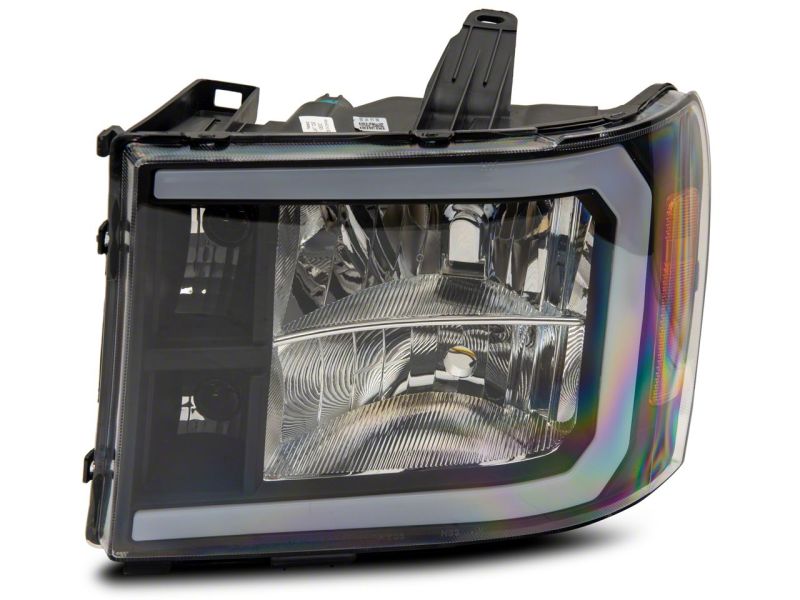 Raxiom 07-13 GMC Sierra 1500 Axial Series Headlights w/ LED Bar- Blk Housing (Clear Lens)