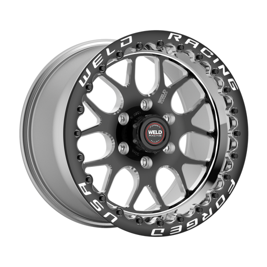 Weld S77 HD Beadlock 15x10/6x139.7/6.5 BS/3.54 HB-Black Center-Polished Shell-Black SBL MT Wheel