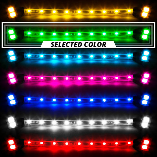 XK Glow Strips Single Color XKGLOW LED Accent Light Motorcycle Kit Light Blue - 10xPod + 4x8In
