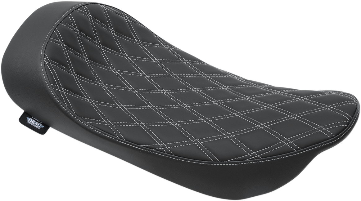 DRAG SPECIALTIES SEATS, DRAG SPECIALTIES SEATS Low Solo Seat - Double Diamond Silver Stitch for Harley FLHR/FLHX '99-'07 (Part #0801-1156)