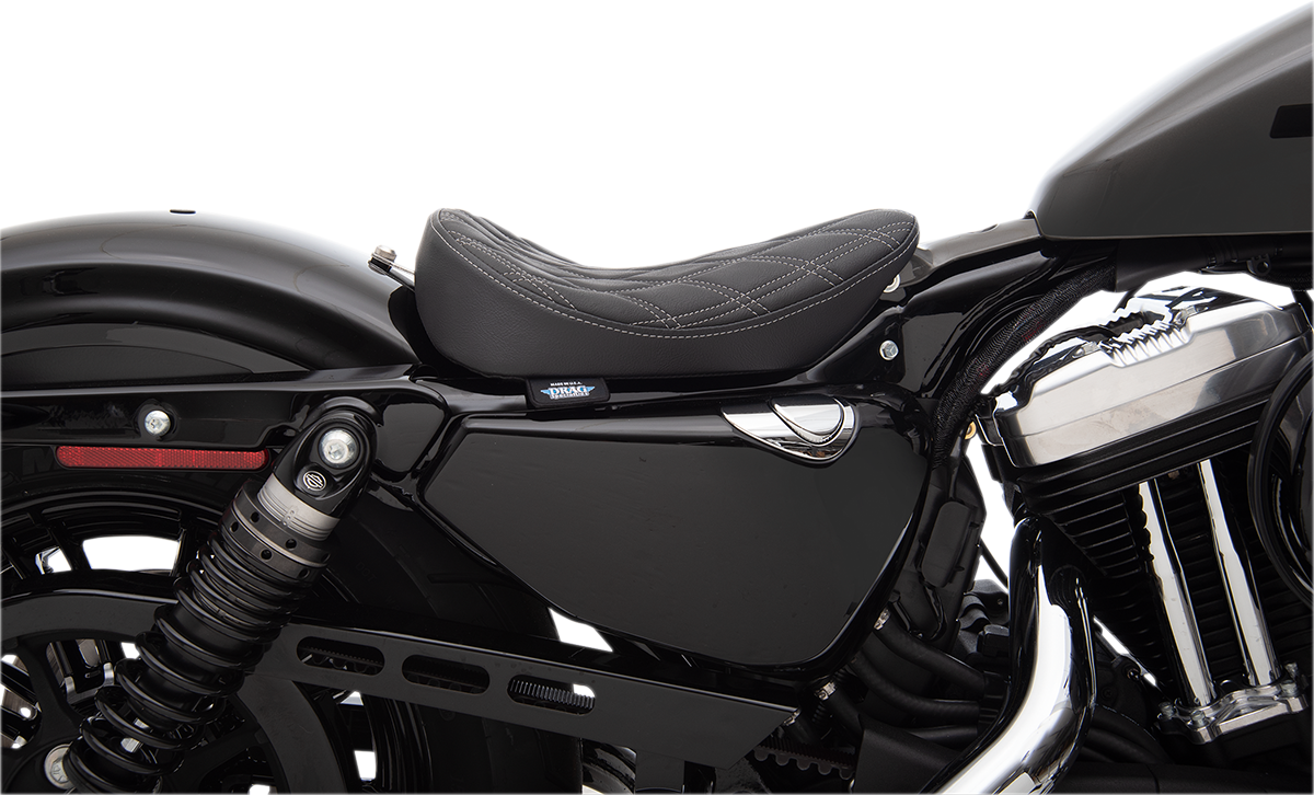 DRAG SPECIALTIES SEATS, Drag Specialties Seats Bobber Solo Seat - Double Diamond Silver Stitch for 2010-2022 Harley-Davidson XL Models - Part 0804-0740