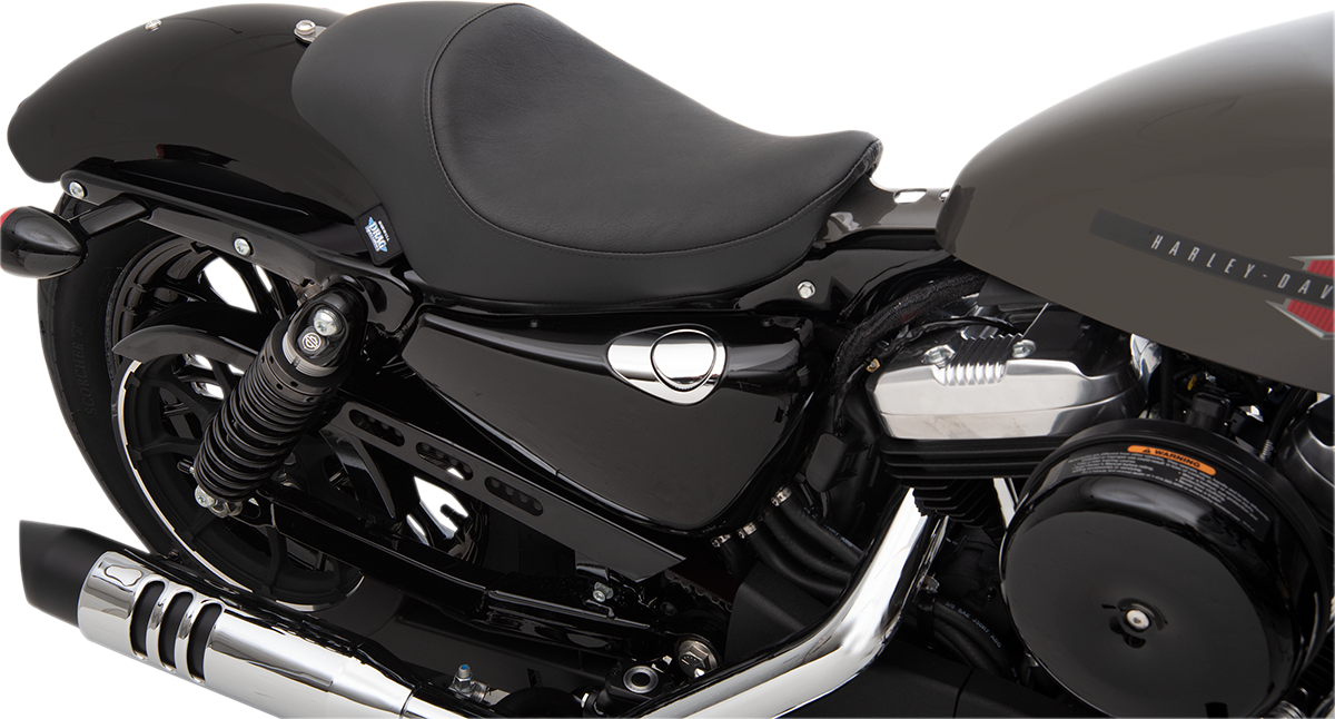 DRAG SPECIALTIES SEATS, DRAG SPECIALTIES SEATS 3/4 Solo Seat for Harley-Davidson XL (2004-2022) - Black Smooth with Improved Comfort and Style
