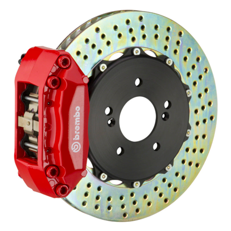 Brembo 95-98 993 C2/993 C4 Rear GT BBK 4 Piston Cast 2pc 328x28 2pc Rotor Drilled-Red