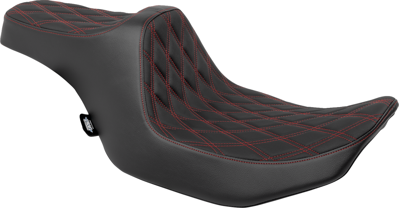 DRAG SPECIALTIES SEATS, Drag Specialties Seats Predator III Seat with Double Diamond Red Stitching for FLT/FLH 2023-2024, Part No. 4686D