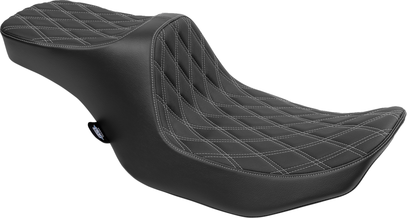 DRAG SPECIALTIES SEATS, Drag Specialties Seats Predator III 2-Up Seat for FLT/FLH 2023-2024 – Vinyl with Silver Stitching, Double Diamond Design, Part #4690C