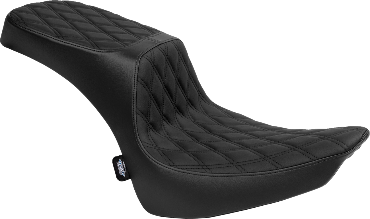 DRAG SPECIALTIES SEATS, DRAG SPECIALTIES SEATS Performance Predator 2-Up Seat for Harley FL 2000-2017, Black Vinyl with Double Diamond Stitching (Part 4689B)