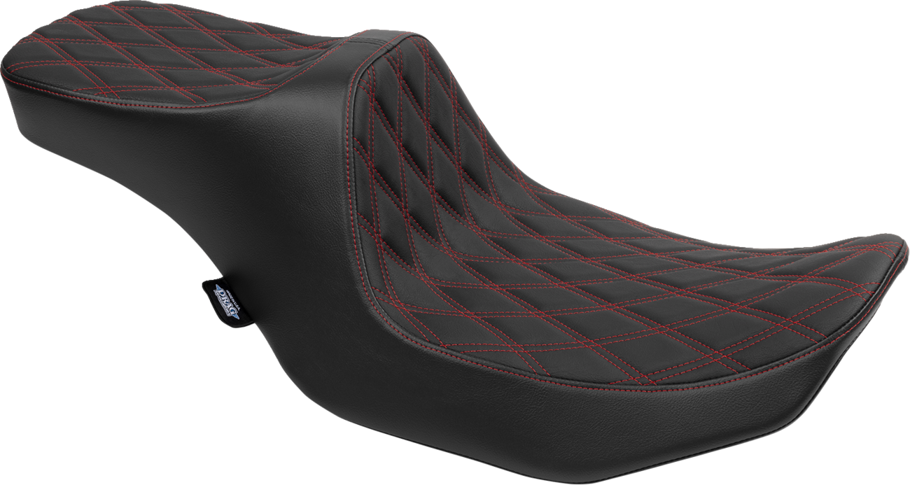 DRAG SPECIALTIES SEATS, DRAG SPECIALTIES SEATS Predator III 2-Up Seat - Vinyl with Double Diamond Pattern and Red Stitching for FLT/FLH 2023-2024 (Part Number 4690D)