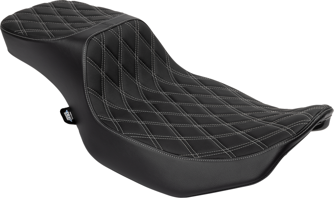 DRAG SPECIALTIES SEATS, Drag Specialties Seats Performance Predator 2-Up Seat with Extended Reach - Silver Double Diamond Stitch, Part Number 4691C