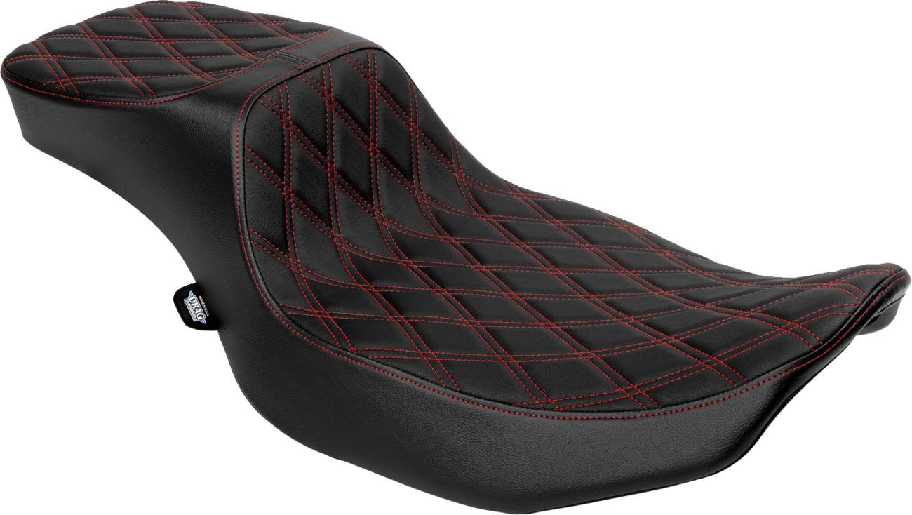 DRAG SPECIALTIES SEATS, DRAG SPECIALTIES SEATS Performance Predator 2-Up Seat with Extended Reach - Red Vinyl Double Diamond Stitch, Part Number 4691D