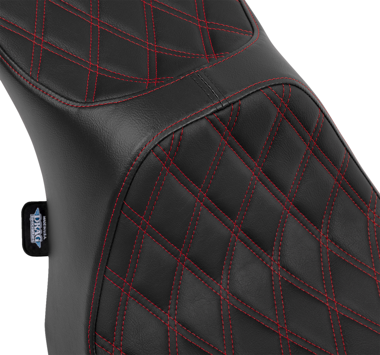 DRAG SPECIALTIES SEATS, DRAG SPECIALTIES SEATS Predator III 2-Up Seat - Vinyl with Double Diamond Pattern and Red Stitching for FLT/FLH 2023-2024 (Part Number 4690D)