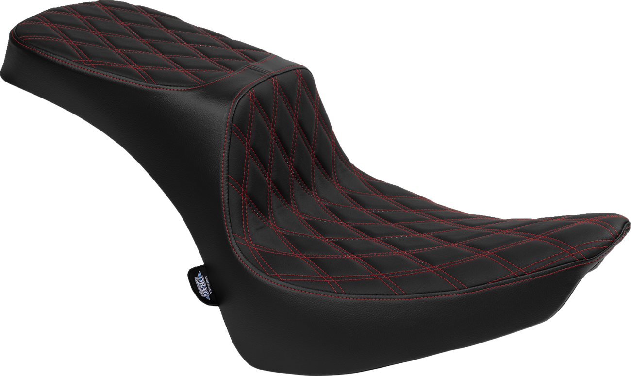 DRAG SPECIALTIES SEATS, DRAG SPECIALTIES SEATS Performance Predator 2-Up Seat - Vinyl - Double Diamond - Red Thread - FL '00-'17 4689D
