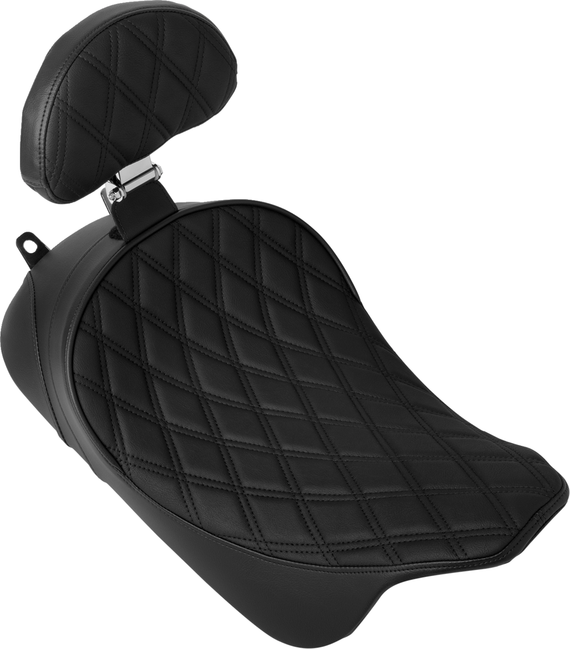 Drag Specialties Seats Solo Front Seat for Harley FL 2008-2023, Double Diamond Pattern with Black Stitching and Optional Backrest - Part 4699B