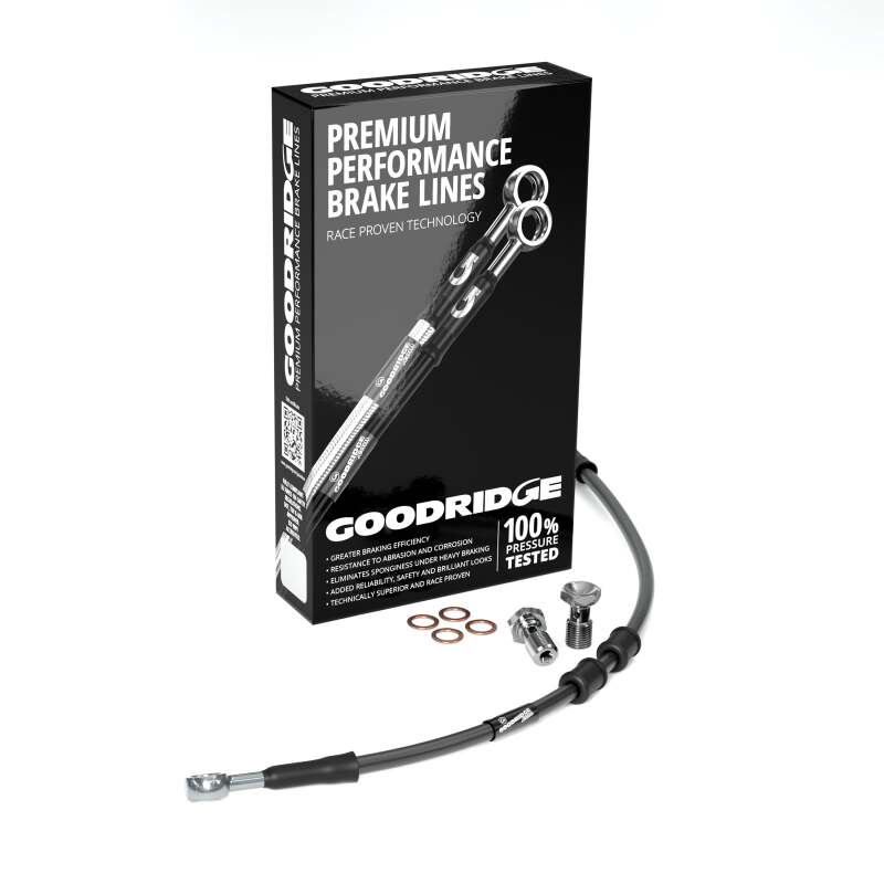 Goodridge 00-05 HD FXD/C +2in Black Brake Line Kit w/Stainless Steel Fittings