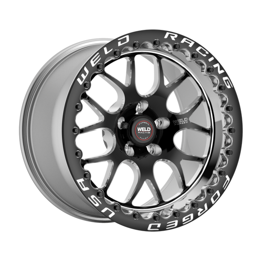 Weld S77 Beadlock 15x12/5x115/6.5 BS/3.18 HB - Black Center - Polished Shell - Black SBL MT Wheel