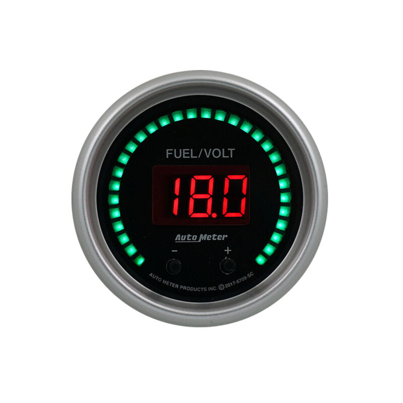 Autometer 52.4mm Black Switchable 0-100 Fuel Level / 8-18V Voltmeter Sport-Comp Elite Digital Gauge