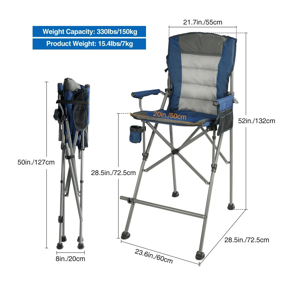 Extra Tall Folding Chair with High Back and Hard Arms