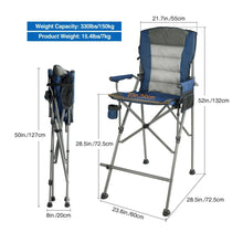 Load image into Gallery viewer, Extra Tall Folding Chair with High Back and Hard Arms