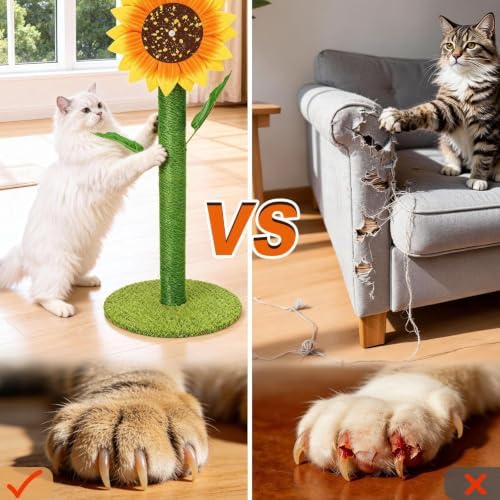 Sunflower Interactive Cat Toys for Indoor Cats, Cute Cat Scratch Post