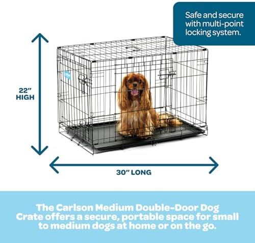 Carlson Secure and Compact Double Door Metal Dog Crate, Medium