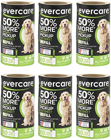 Evercare Pet Lint Roller Refill, Manual Operation, 60 Sheets per Roll