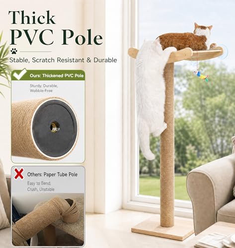 Cat Window Perch with Scratching Posts, 46-Inch Wooden Tree