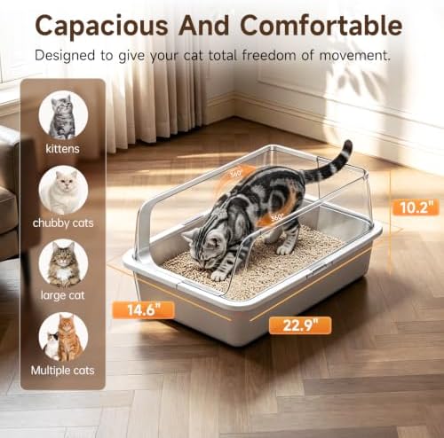 High-Sided Stainless Steel XL Cat Litter Box